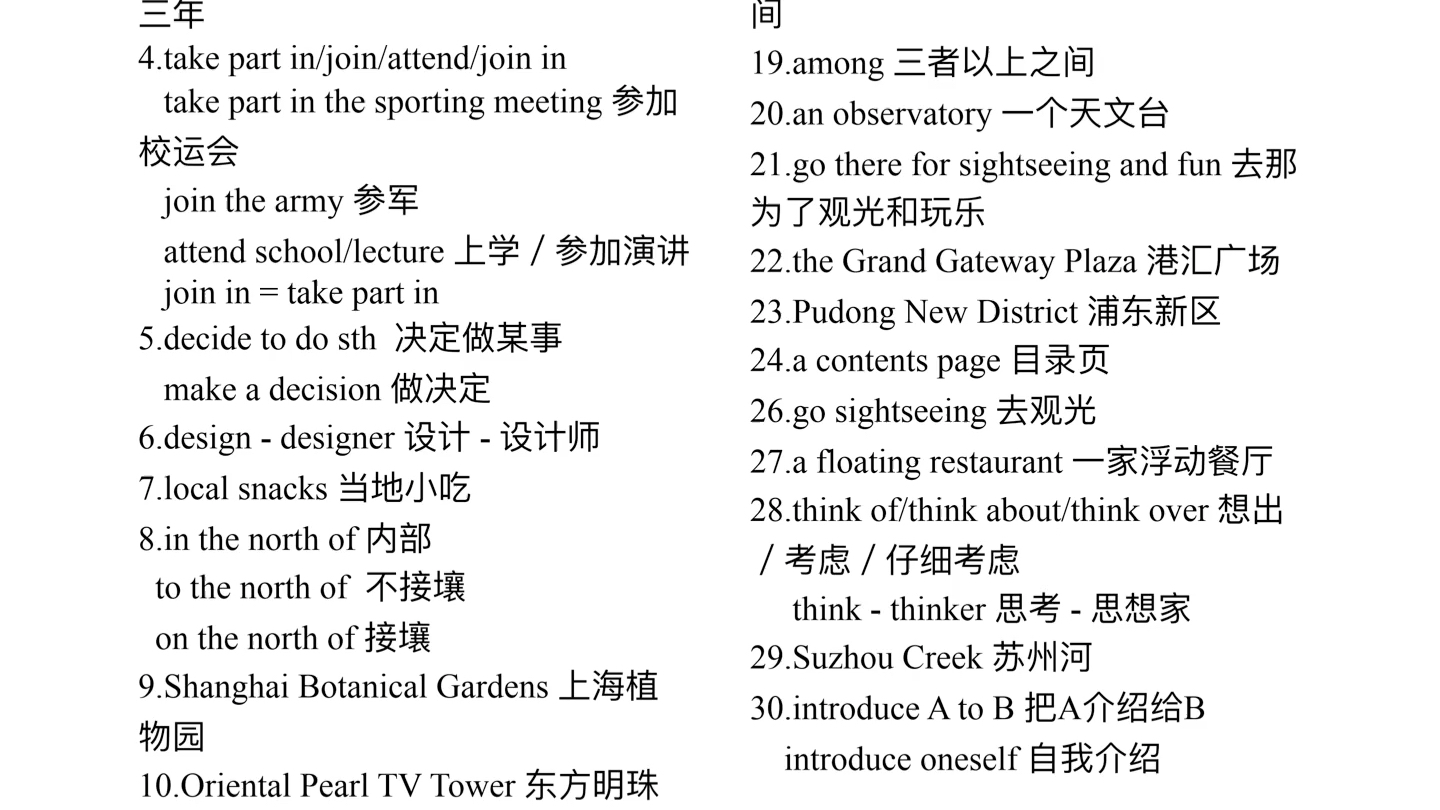 七年级英语下册（NJ版）U1知识点讲解